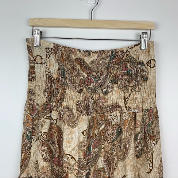 Rosemarine Maxi Tiered Skirt Paisley Italy Size Medium Brown Beige Boho Romantic - Picture 3 of 11